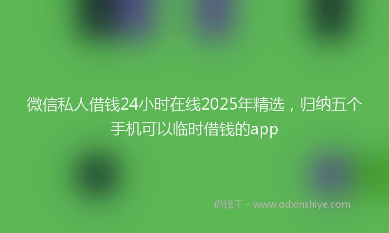 微信私人借钱24小时在线2025年精选，归纳五个手机可以临时借钱的app