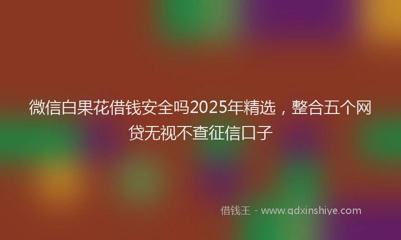 微信白果花借钱安全吗2025年精选，整合五个网贷无视不查征信口子