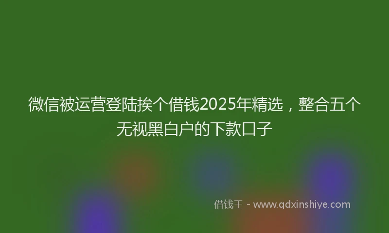 微信被运营登陆挨个借钱2025年精选，整合五个无视黑白户的下款口子