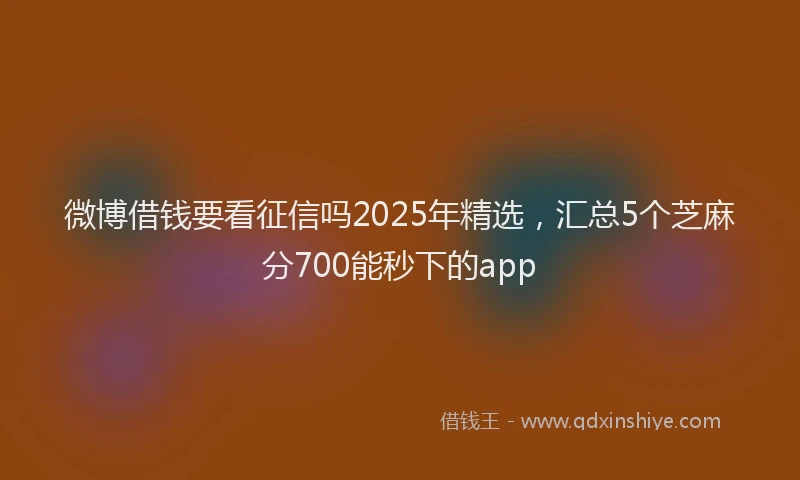 微博借钱要看征信吗2025年精选，汇总5个芝麻分700能秒下的app