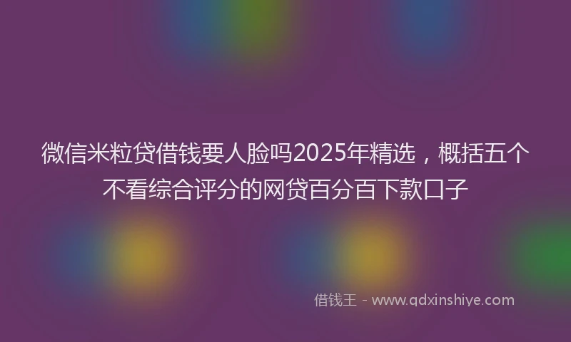 微信米粒贷借钱要人脸吗2025年精选，概括五个不看综合评分的网贷百分百下款口子