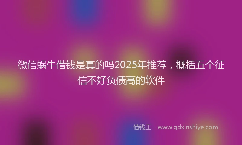 微信蜗牛借钱是真的吗2025年推荐，概括五个征信不好负债高的软件