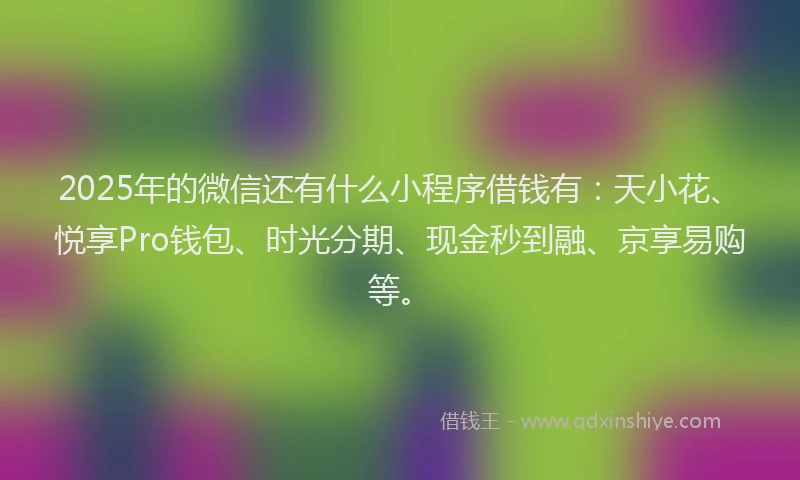 2025年的微信还有什么小程序借钱有：天小花、悦享Pro钱包、时光分期、现金秒到融、京享易购等。