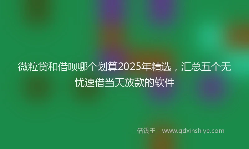 微粒贷和借呗哪个划算2025年精选，汇总五个无忧速借当天放款的软件