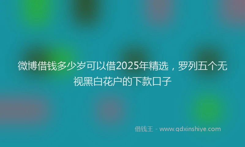 微博借钱多少岁可以借2025年精选，罗列五个无视黑白花户的下款口子