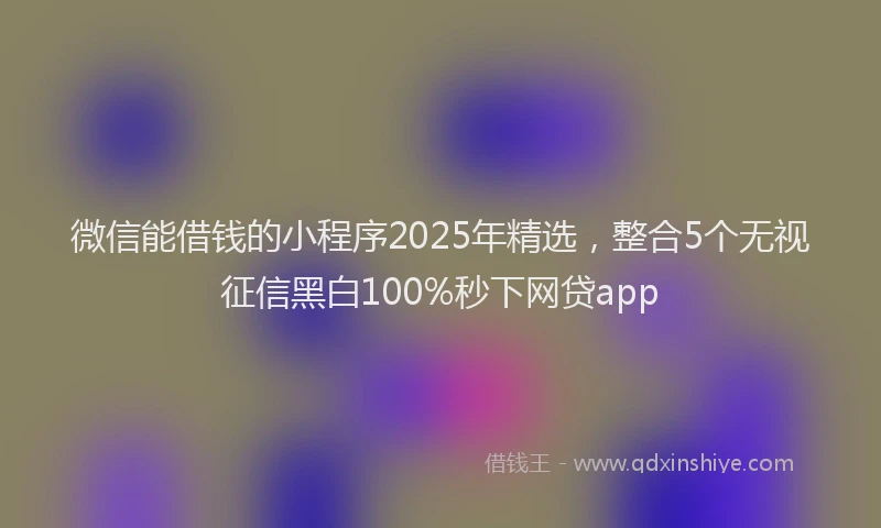 微信能借钱的小程序2025年精选，整合5个无视征信黑白100%秒下网贷app