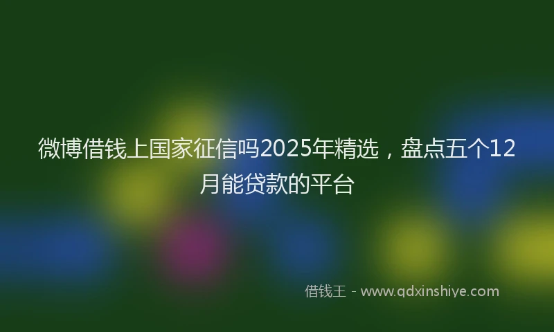 微博借钱上国家征信吗2025年精选，盘点五个12月能贷款的平台