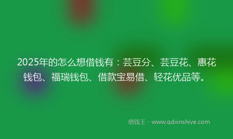 2025年的怎么想借钱有：芸豆分、芸豆花、惠花钱包、福瑞钱包、借款宝易借、轻花优品等。