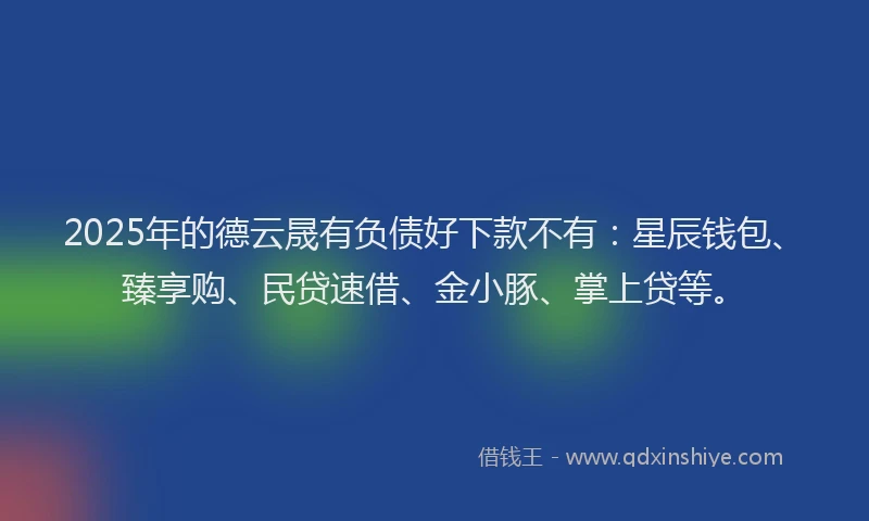 2025年的德云晟有负债好下款不有：星辰钱包、臻享购、民贷速借、金小豚、掌上贷等。