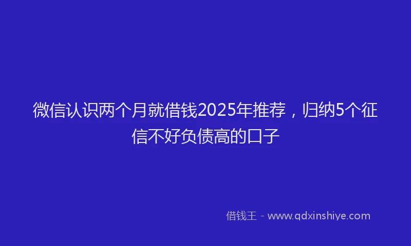 微信认识两个月就借钱2025年推荐，归纳5个征信不好负债高的口子