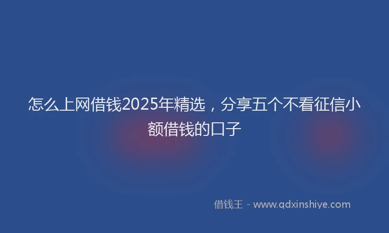 怎么上网借钱2025年精选，分享五个不看征信小额借钱的口子