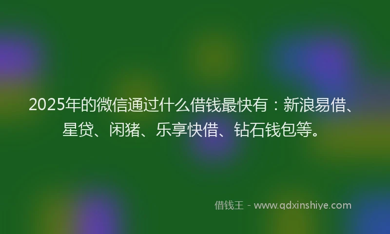 2025年的微信通过什么借钱最快有：新浪易借、星贷、闲猪、乐享快借、钻石钱包等。