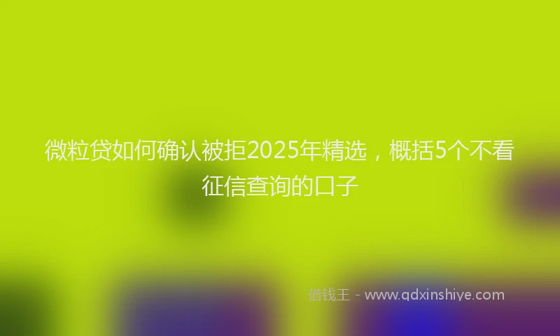 微粒贷如何确认被拒2025年精选，概括5个不看征信查询的口子