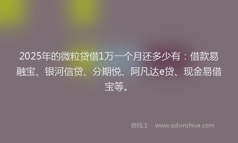 2025年的微粒贷借1万一个月还多少有：借款易融宝、银河信贷、分期悦、阿凡达e贷、现金易借宝等。