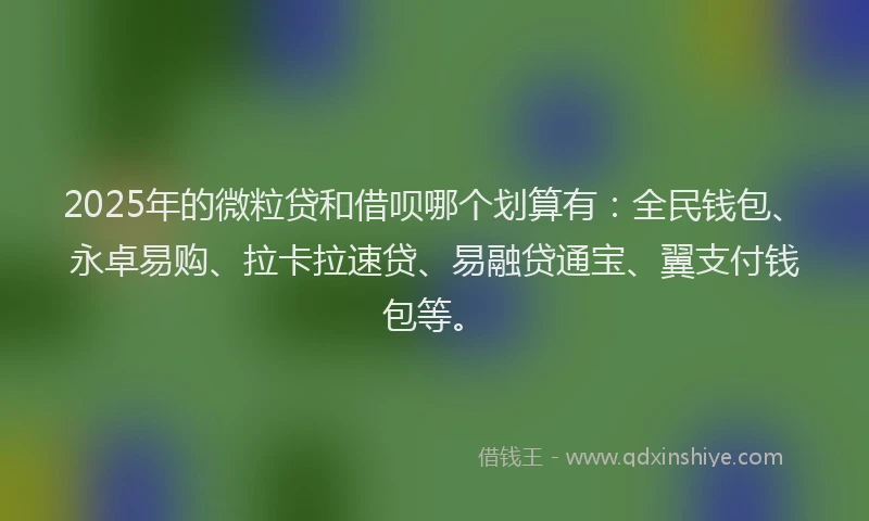 2025年的微粒贷和借呗哪个划算有：全民钱包、永卓易购、拉卡拉速贷、易融贷通宝、翼支付钱包等。