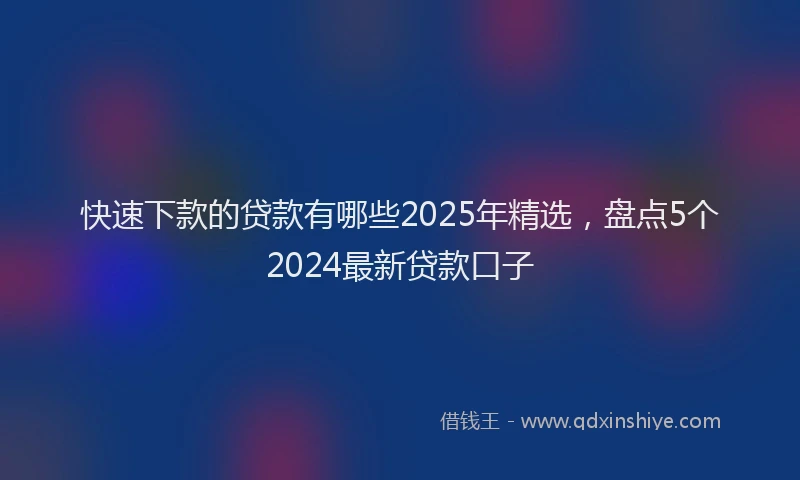 快速下款的贷款有哪些2025年精选，盘点5个2024最新贷款口子