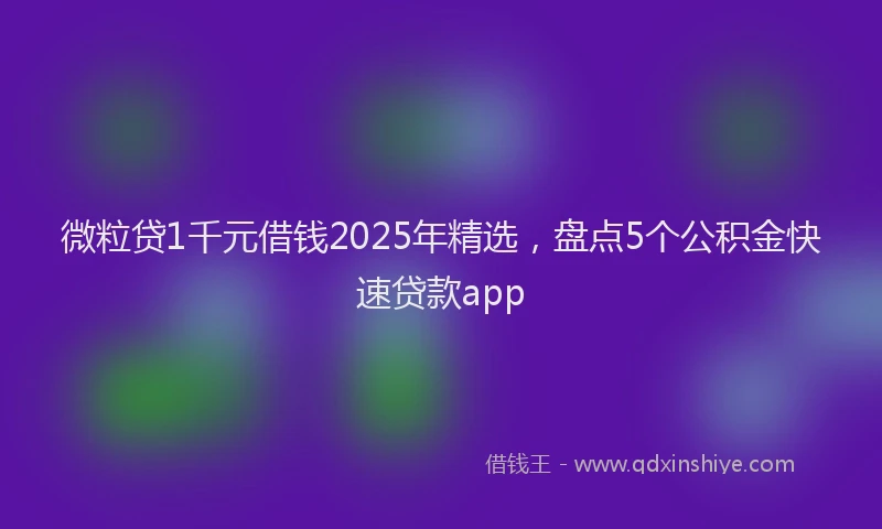 微粒贷1千元借钱2025年精选，盘点5个公积金快速贷款app