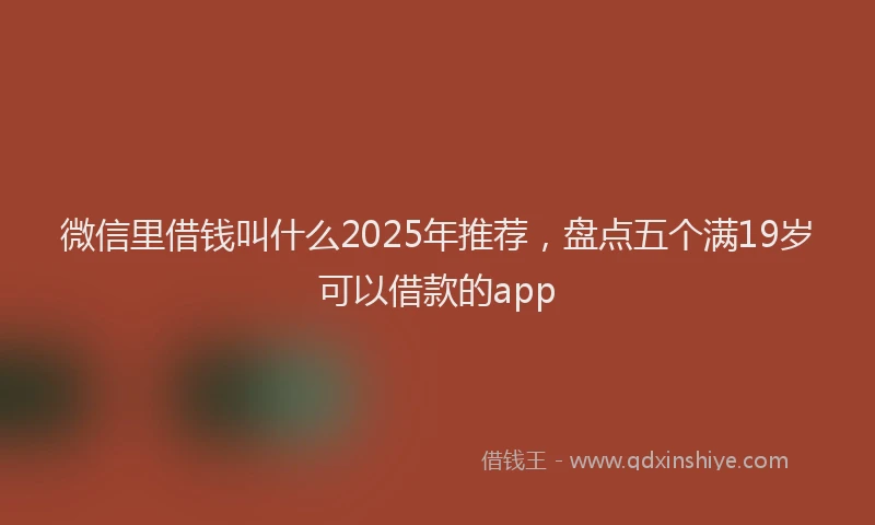 微信里借钱叫什么2025年推荐，盘点五个满19岁可以借款的app