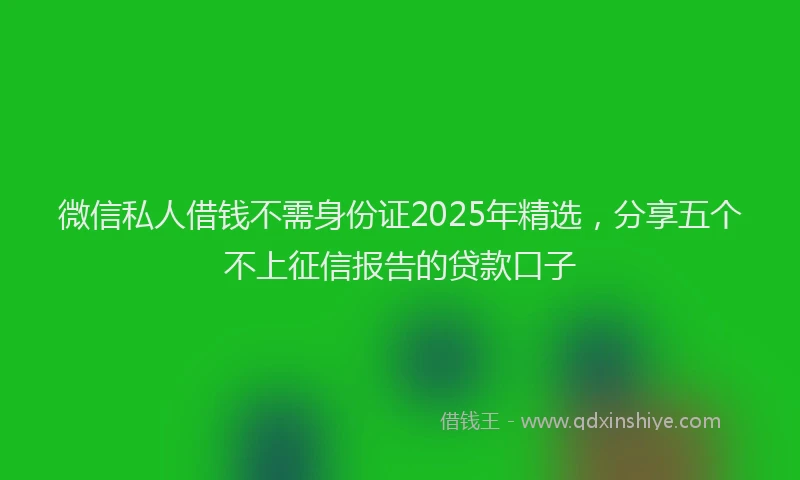 微信私人借钱不需身份证2025年精选，分享五个不上征信报告的贷款口子