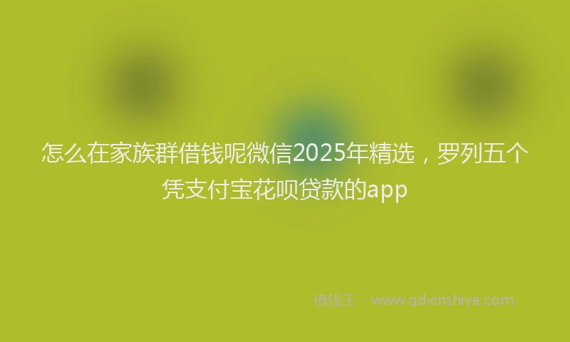 怎么在家族群借钱呢微信2025年精选，罗列五个凭支付宝花呗贷款的app