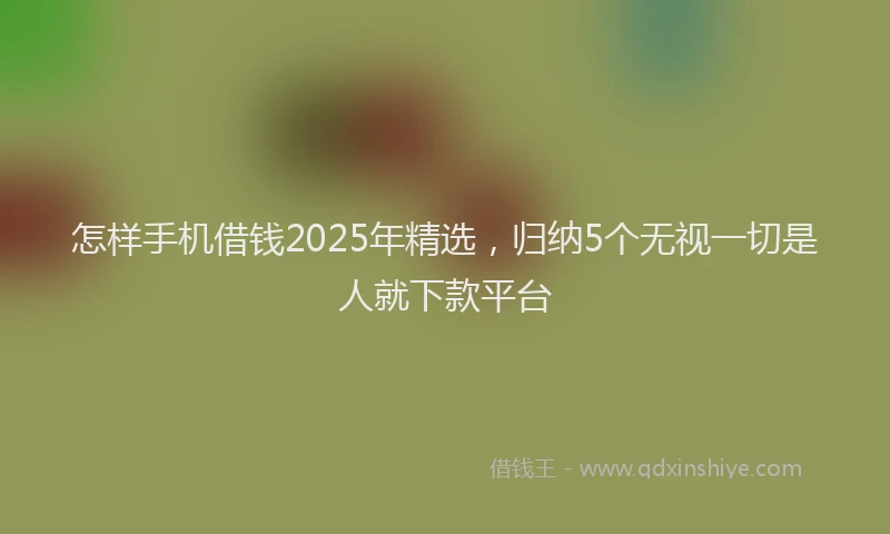怎样手机借钱2025年精选，归纳5个无视一切是人就下款平台