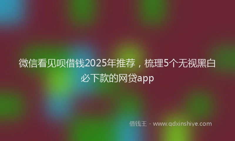 微信看见呗借钱2025年推荐，梳理5个无视黑白必下款的网贷app