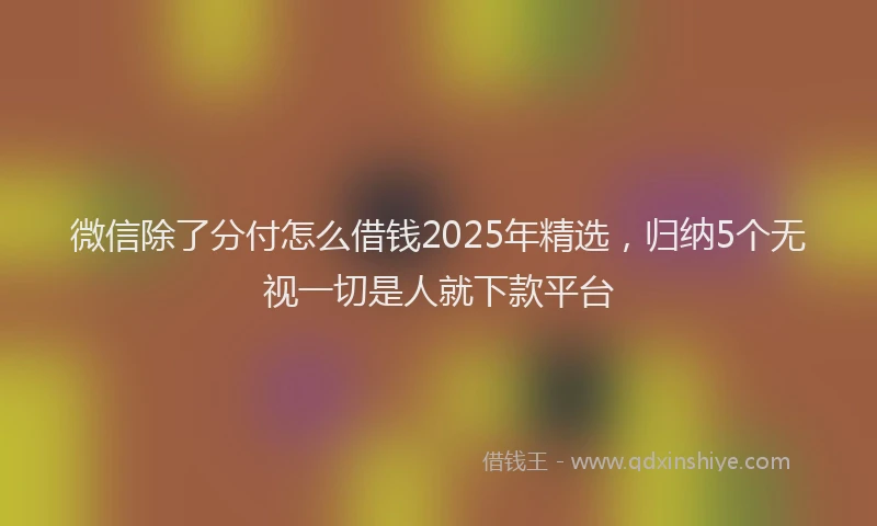 微信除了分付怎么借钱2025年精选，归纳5个无视一切是人就下款平台