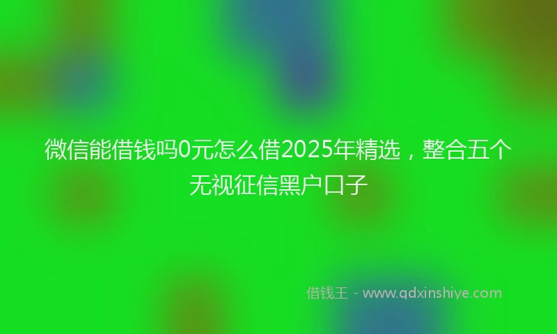 微信能借钱吗0元怎么借2025年精选，整合五个无视征信黑户口子