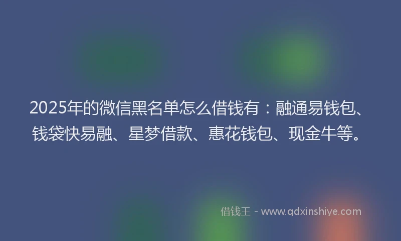 2025年的微信黑名单怎么借钱有：融通易钱包、钱袋快易融、星梦借款、惠花钱包、现金牛等。