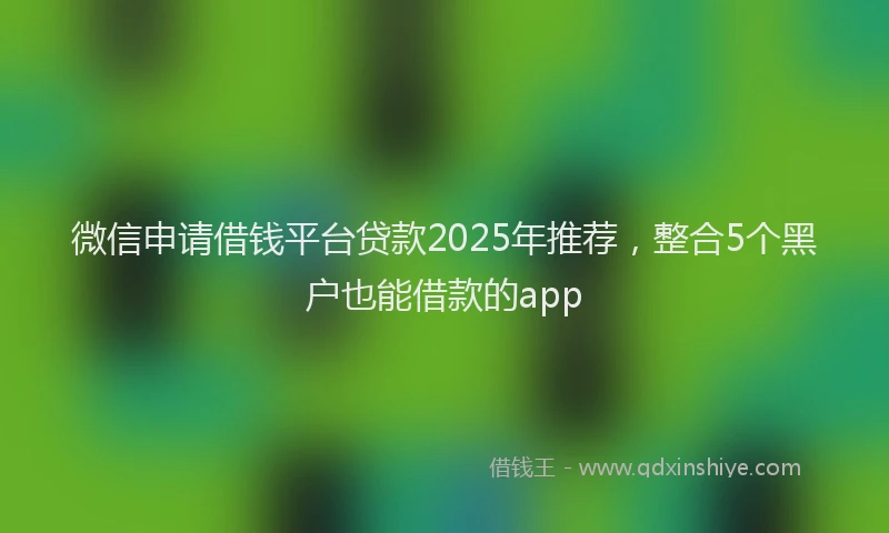微信申请借钱平台贷款2025年推荐，整合5个黑户也能借款的app