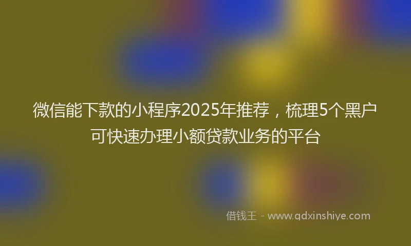 微信能下款的小程序2025年推荐，梳理5个黑户可快速办理小额贷款业务的平台