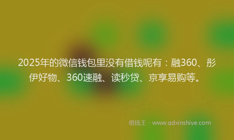2025年的微信钱包里没有借钱呢有：融360、彤伊好物、360速融、读秒贷、京享易购等。