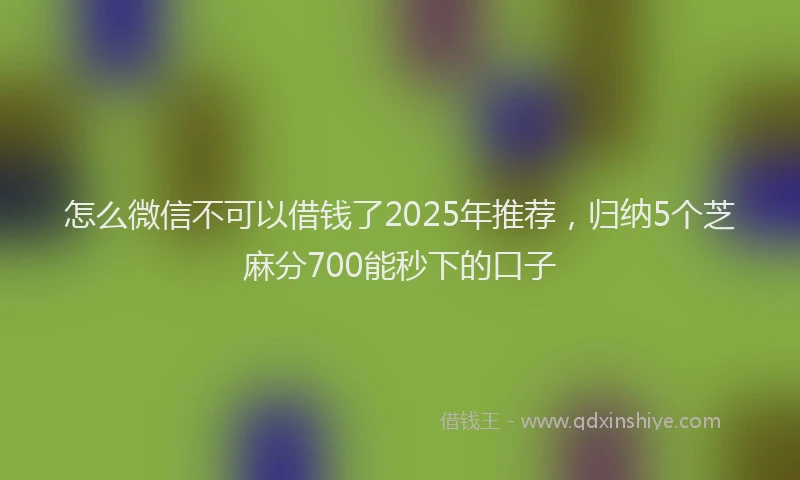 怎么微信不可以借钱了2025年推荐，归纳5个芝麻分700能秒下的口子