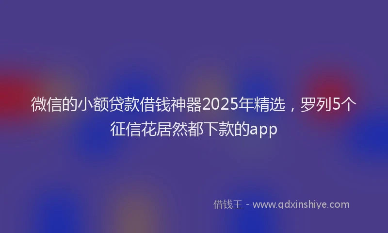 微信的小额贷款借钱神器2025年精选，罗列5个征信花居然都下款的app
