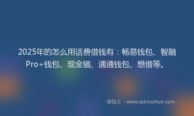 2025年的怎么用话费借钱有：畅易钱包、智融Pro+钱包、现金猫、通通钱包、想借等。