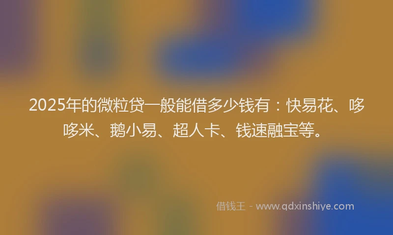 2025年的微粒贷一般能借多少钱有：快易花、哆哆米、鹅小易、超人卡、钱速融宝等。