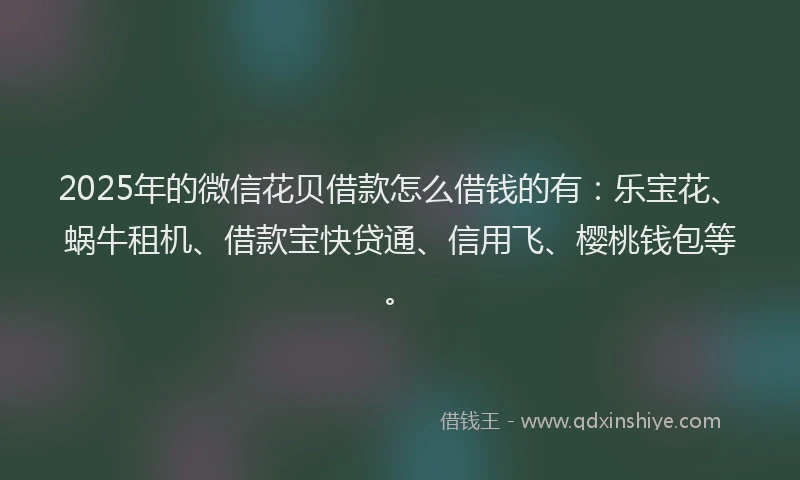 2025年的微信花贝借款怎么借钱的有：乐宝花、蜗牛租机、借款宝快贷通、信用飞、樱桃钱包等。