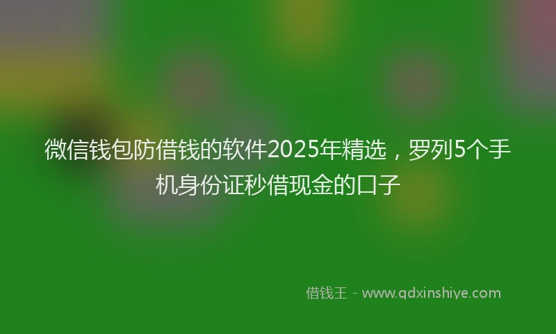 微信钱包防借钱的软件2025年精选，罗列5个手机身份证秒借现金的口子