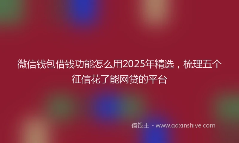 微信钱包借钱功能怎么用2025年精选，梳理五个征信花了能网贷的平台