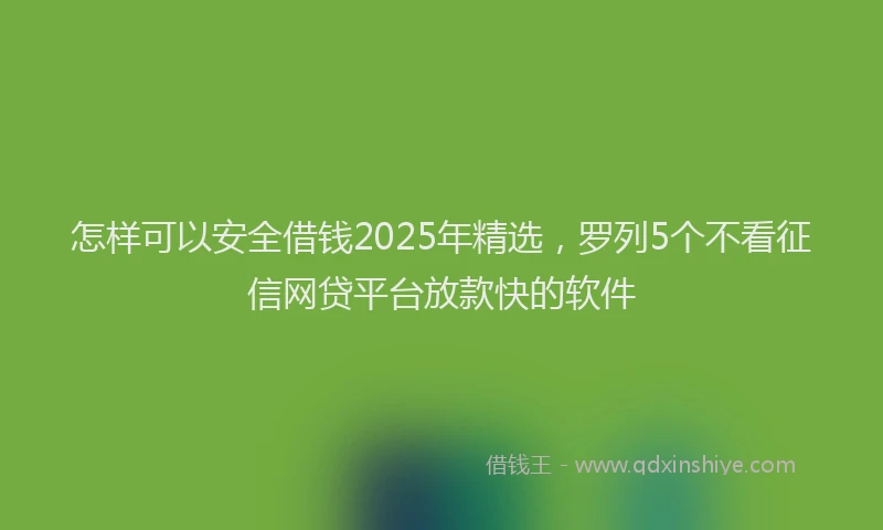 怎样可以安全借钱2025年精选，罗列5个不看征信网贷平台放款快的软件