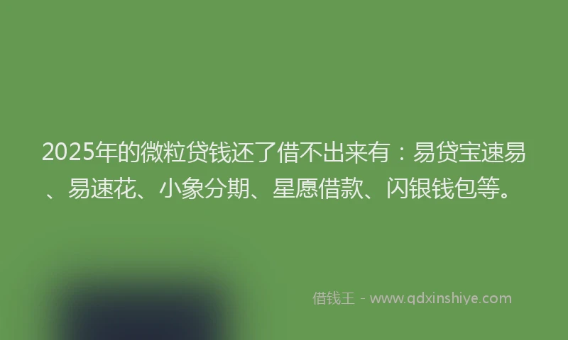 2025年的微粒贷钱还了借不出来有：易贷宝速易、易速花、小象分期、星愿借款、闪银钱包等。