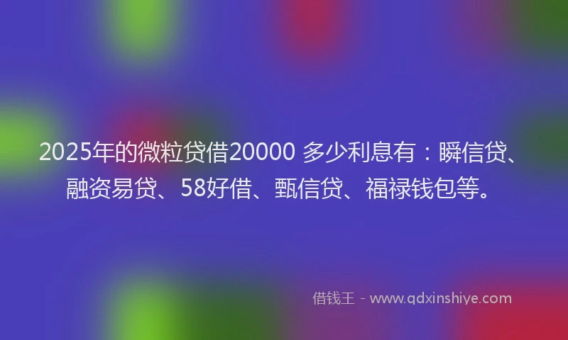 2025年的微粒贷借20000 多少利息有：瞬信贷、融资易贷、58好借、甄信贷、福禄钱包等。