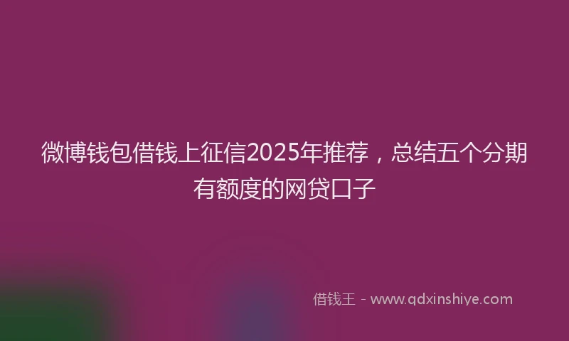 微博钱包借钱上征信2025年推荐，总结五个分期有额度的网贷口子