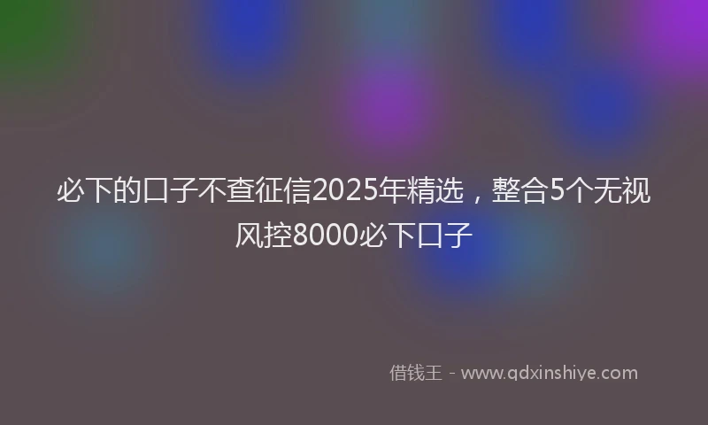 必下的口子不查征信2025年精选，整合5个无视风控8000必下口子