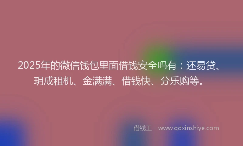 2025年的微信钱包里面借钱安全吗有：还易贷、玥成租机、金满满、借钱快、分乐购等。