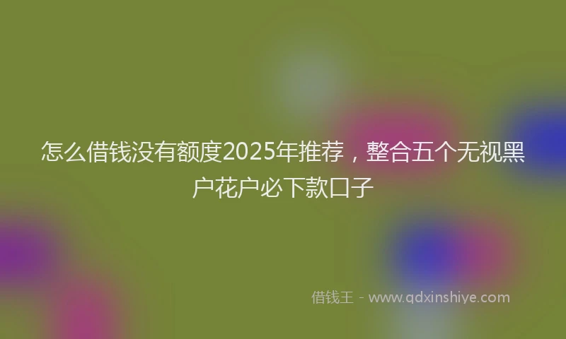 怎么借钱没有额度2025年推荐，整合五个无视黑户花户必下款口子