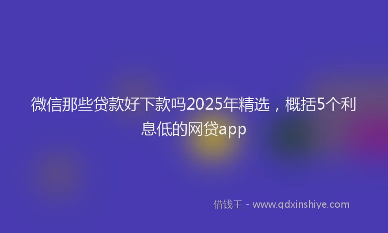 微信那些贷款好下款吗2025年精选，概括5个利息低的网贷app