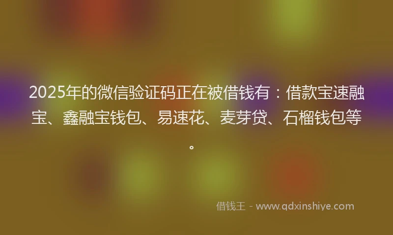 2025年的微信验证码正在被借钱有：借款宝速融宝、鑫融宝钱包、易速花、麦芽贷、石榴钱包等。