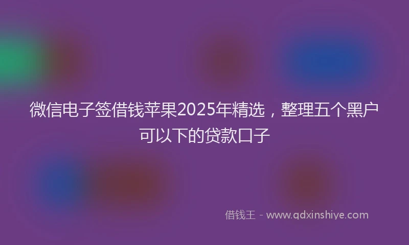 微信电子签借钱苹果2025年精选，整理五个黑户可以下的贷款口子