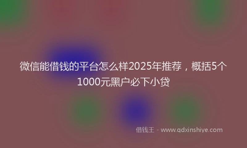 微信能借钱的平台怎么样2025年推荐，概括5个1000元黑户必下小贷